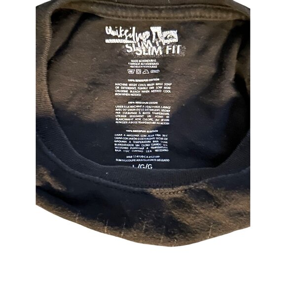 Quiksilver Vintage Grunge Black Tee Shirt Size L Slim Fit Surfing Skeleton Graph - Picture 6 of 10